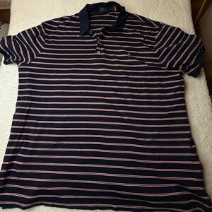 Polo Ralph Lauren Polo Shirt Men's XL Blue Striped Classic Fit Preppy Office